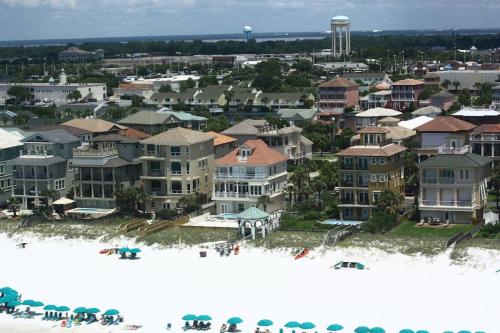 an aerial view of a resort on the beach at Our Destiny in Dunes of Destin - Is a 4BR with Private Pool and close Beach Access in Destin