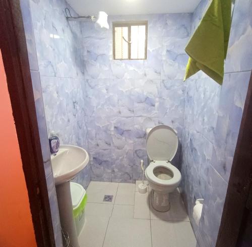 a bathroom with a toilet and a sink at Como en casa in Sucre