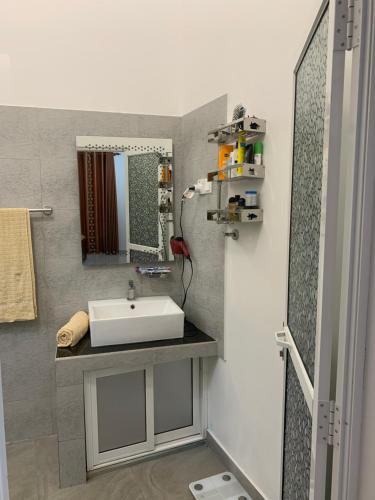 a bathroom with a sink and a mirror at Wasa Villa in Kalutara