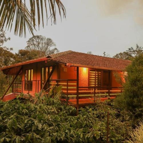una pequeña casa en medio de un bosque en Coorg coffee estate 3 bedroom villa with open balcony en Napoklu
