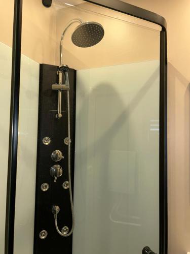 a shower with a shower head in a bathroom at Impasse 3 in Fosses-La-Ville