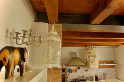 een keuken met een standbeeld van een olifant op een aanrecht bij Casa sull'Adige in Verona