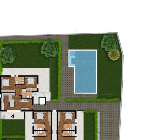 a floor plan of a villa with a pool at Lifestyle Apartments Dante in Bardolino
