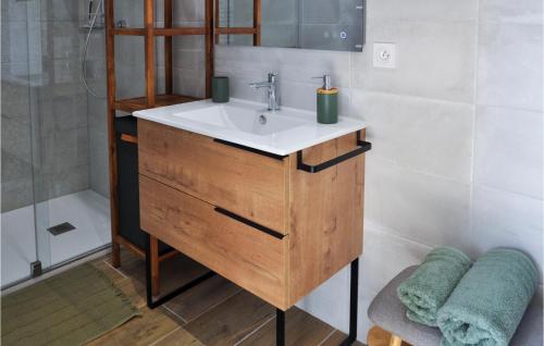 ein Bad mit einem Waschbecken und einer Dusche in der Unterkunft Lovely Home In Bedarrides With Swimming Pool in Bédarrides