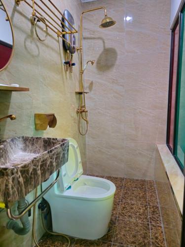 a bathroom with a toilet and a sink and a shower at 乔治市世纪酒店 The Century Boutique Hotel George Town in George Town