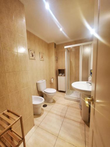 La salle de bains est pourvue de toilettes et d'un lavabo. dans l'établissement Santa Catalina Queen, à Las Palmas de Gran Canaria