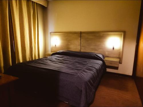 1 dormitorio con 1 cama grande con 2 luces. en Recoleta Colon en Mendoza