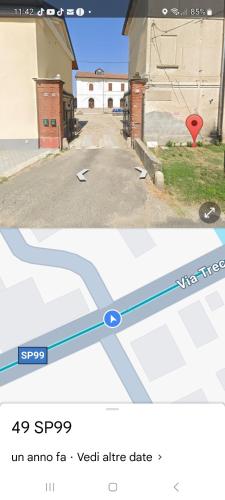 a picture of a road with a blue line at La Vecchia Riseria 1 in Novara