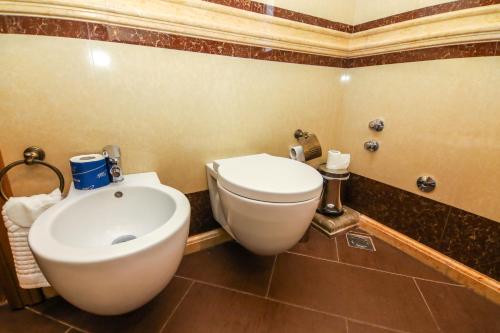 a bathroom with a toilet and a sink at Brilant Antik Center in Tirana