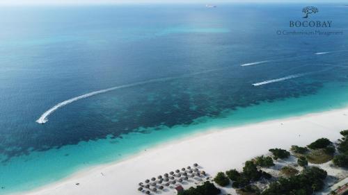 an aerial view of a beach and the ocean at O Condominium Beachfront Residences, by Bocobay Aruba in Palm-Eagle Beach