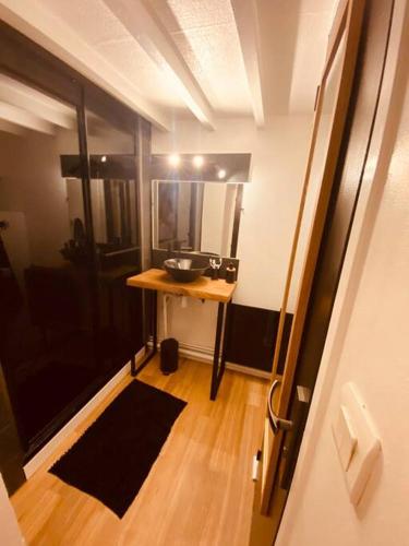 - une petite salle de bains avec lavabo dans l'établissement Cosy Cœur de Lille, à Lille