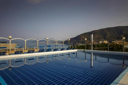 a swimming pool on the top of a cruise ship at Grande Albergo in Sestri Levante