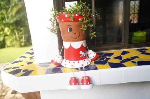 a planter on a window sill with a plant at Hotel Mariposa in León