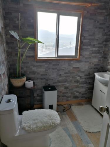baño con aseo y ventana en herencia de pioneros, en Coyhaique
