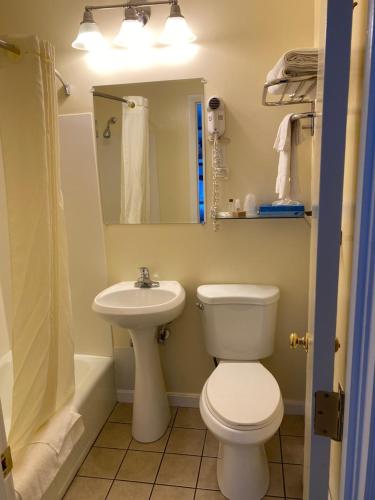 a bathroom with a toilet and a sink at Relax Inn in Brunswick