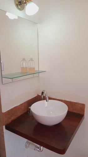 a bathroom with a sink and a mirror at Alquiler temporario Catamarca in San Fernando del Valle de Catamarca