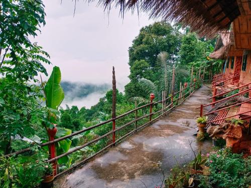 a path in the middle of a forest at Akha Mud House Mae Salong in Mae Salong