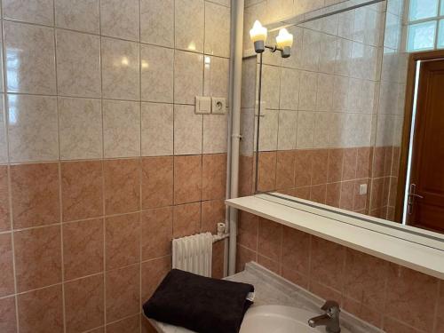 een badkamer met een wastafel en een spiegel bij Studio Gentilly/Paris 14 in Gentilly