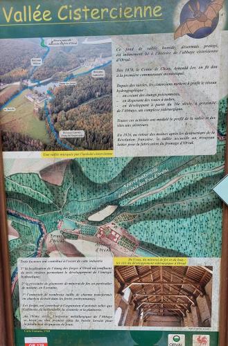 a map of a valley destination on a sign at Chez Rosé in Sainte-Cécile