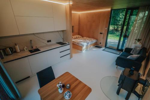 Cuisine ou kitchenette dans l'établissement Apartmány Kurovický lom