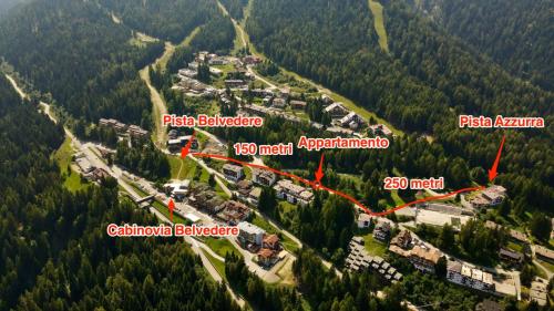 a map of the approximate location of the apartment complex at Appartamento Marelè - Folgarida sky area Campiglio in Folgarida