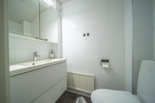 ロヴァニエミにあるArctic Penthouseのバスルーム(洗面台、トイレ、鏡付)