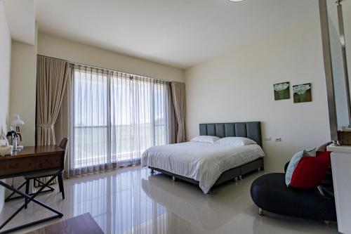 Cama o camas de una habitación en 漫步月眉民宿