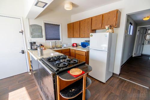 匹兹堡The Peak Mt Washington - Large 2bd Apt w A View的配有炉灶和冰箱的厨房