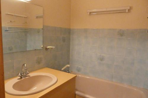 une salle de bain avec un lavabo et une baignoire dans l'établissement Appartement pied des pistes, 5 personnes, 1 coin montagne - PL1E, à Beaufort