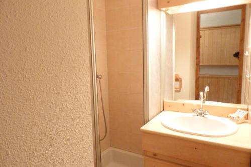 une salle de bain avec un lavabo et une douche dans l'établissement Appartement centre, 4 personnes, 1 chambre, 1 coin montagne - OPI12, à Beaufort