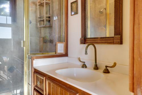a bathroom with a sink and a shower at Romantic Ridgetop Escape with Hot Tub Near Mendocino in Albion