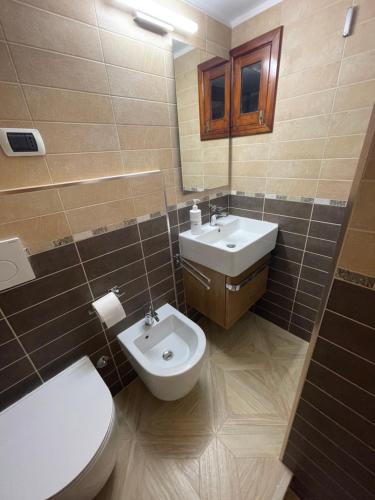 a bathroom with a toilet and a sink at La Dimora del Maggio in Accettura