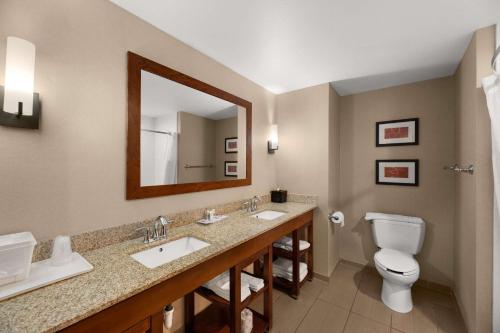 a bathroom with a toilet and a sink and a mirror at Comfort Suites Kanab National Park Area in Kanab