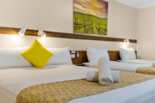Postel nebo postele na pokoji v ubytování Castlereagh Motor Inn