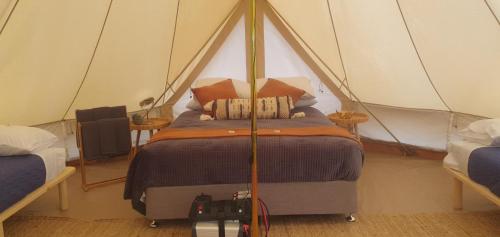 1 dormitorio con 1 cama en una tienda de campaña en Blackheath Glen Tourist Park, en Blackheath