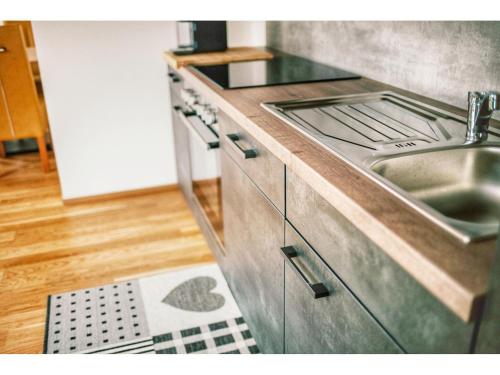 eine Küche mit einer Spüle und einer Arbeitsplatte in der Unterkunft Apartment in Hohentauern with sauna in Hohentauern