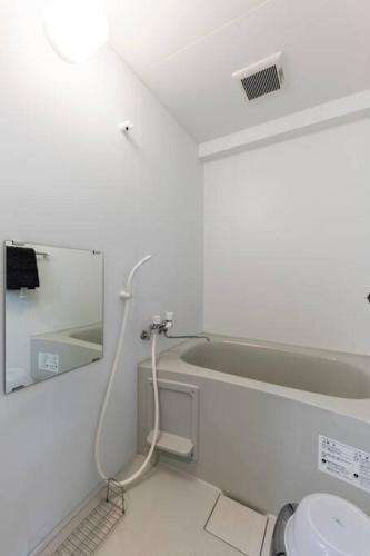 a bathroom with a toilet and a mirror at STELLAR in Ōdōri