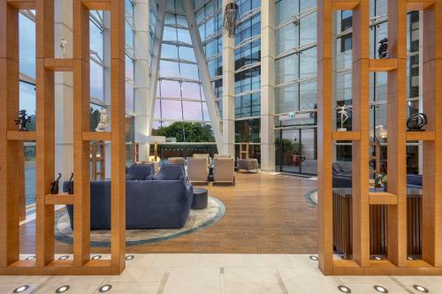 a view of the lobby of a building at Hilton Batumi in Batumi