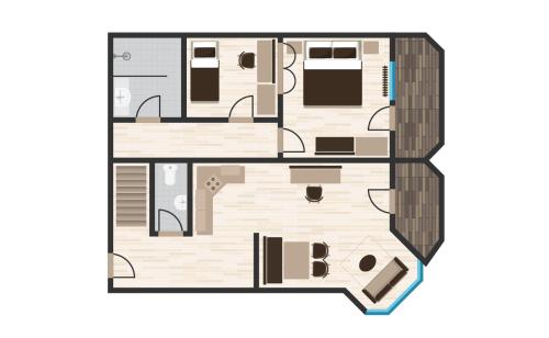 a type of floor plan of a house at Hotel Alpenstüble Appartements in Mittelberg
