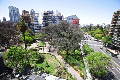 an aerial view of a city with tall buildings at Stylish 3 BR Family Apt in Palermo in Buenos Aires