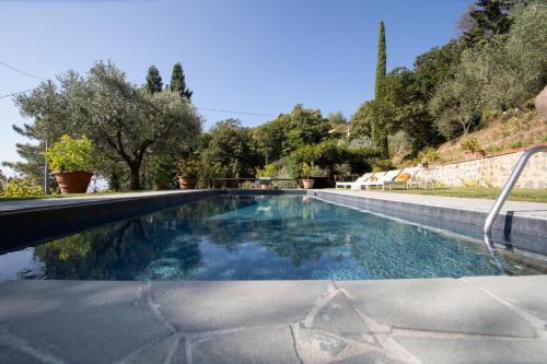 a swimming pool with a star in the middle at Villa Iris with Swimming Pool in Capannori