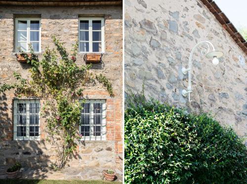 two pictures of a building with a tree in front of it at Villa Iris with Swimming Pool in Capannori