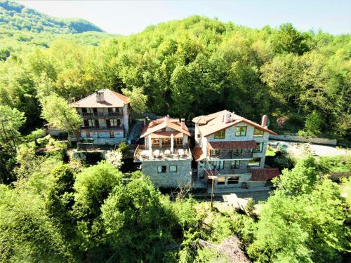 メタモルフォシにあるLydia Lithos Mountain Resortの森の家屋空見