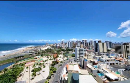 a view of the beach and the city of durban at Vista mar no costa azul in Salvador