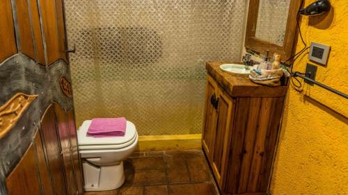 a bathroom with a toilet and a sink at Araoz de Lamadrid Hotel&Bodega in San Javier