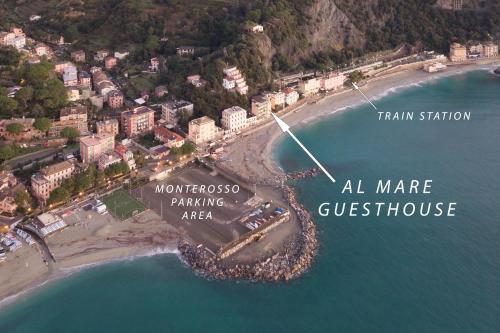 an aerial view of an island in the water at Al mare (Guesthouse) in Monterosso al Mare