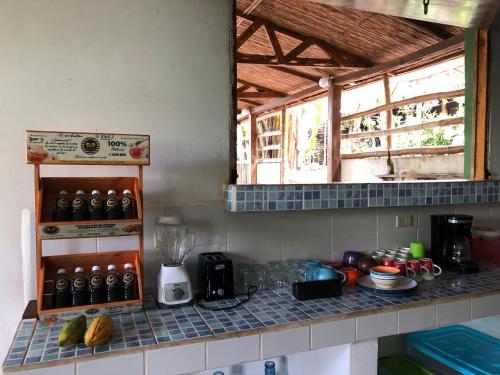a kitchen with a counter top with a blender at El Marabu Chill'n Surf in Aposentillo