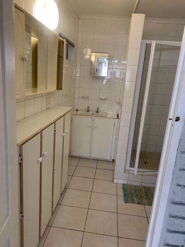 W łazience znajduje się umywalka, prysznic i lustro. w obiekcie Nonesi Lodge 2 w mieście Queenstown
