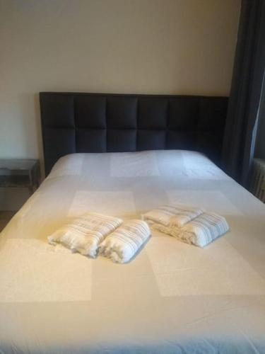 Una cama con dos almohadas encima. en Silent house next to Acıbadem Hospital, en Estambul