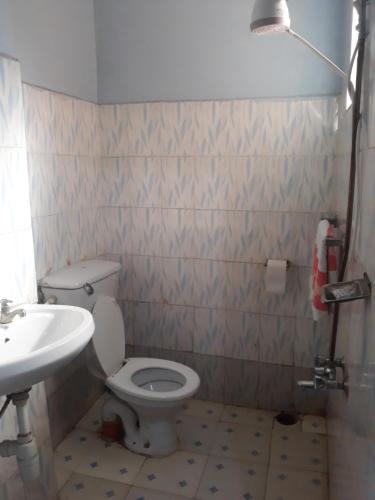 a bathroom with a toilet and a sink at RockVilla GuestHouse Njabini SouthKinangop Nyandarua in South Kinangop